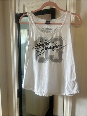Harley-Davidson White Tank with Gray '03' Graphic